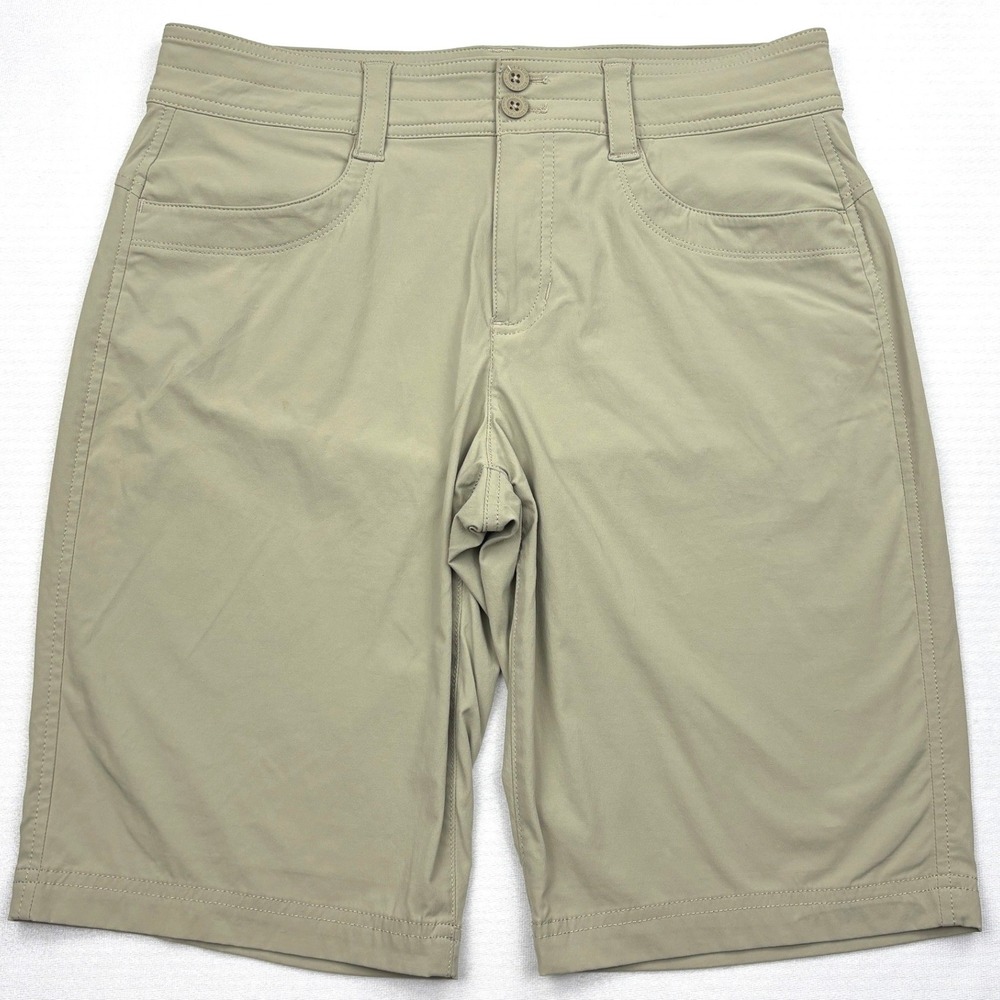 Eddie Bauer Womens 8 Tan Khaki Guide Pro Stretch Nylon Hiking Bermuda Shorts 10
